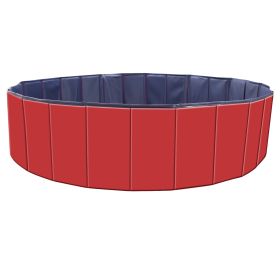 Foldable Pet Swimming Pool PVC Kiddie Baby Dog Swim Pool Bathing Tub Playmat Kids Pools (Option: 63 Inch Red)