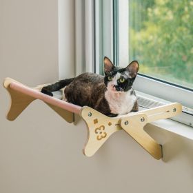 Cat Window Perch & Hammock - Adjustable 2-in-1 Sunbathing Seat For Indoor Cats, Sturdy Design Holds 40 Lbs With Washable Cover Pink, Space-Saving (Option: WP071)